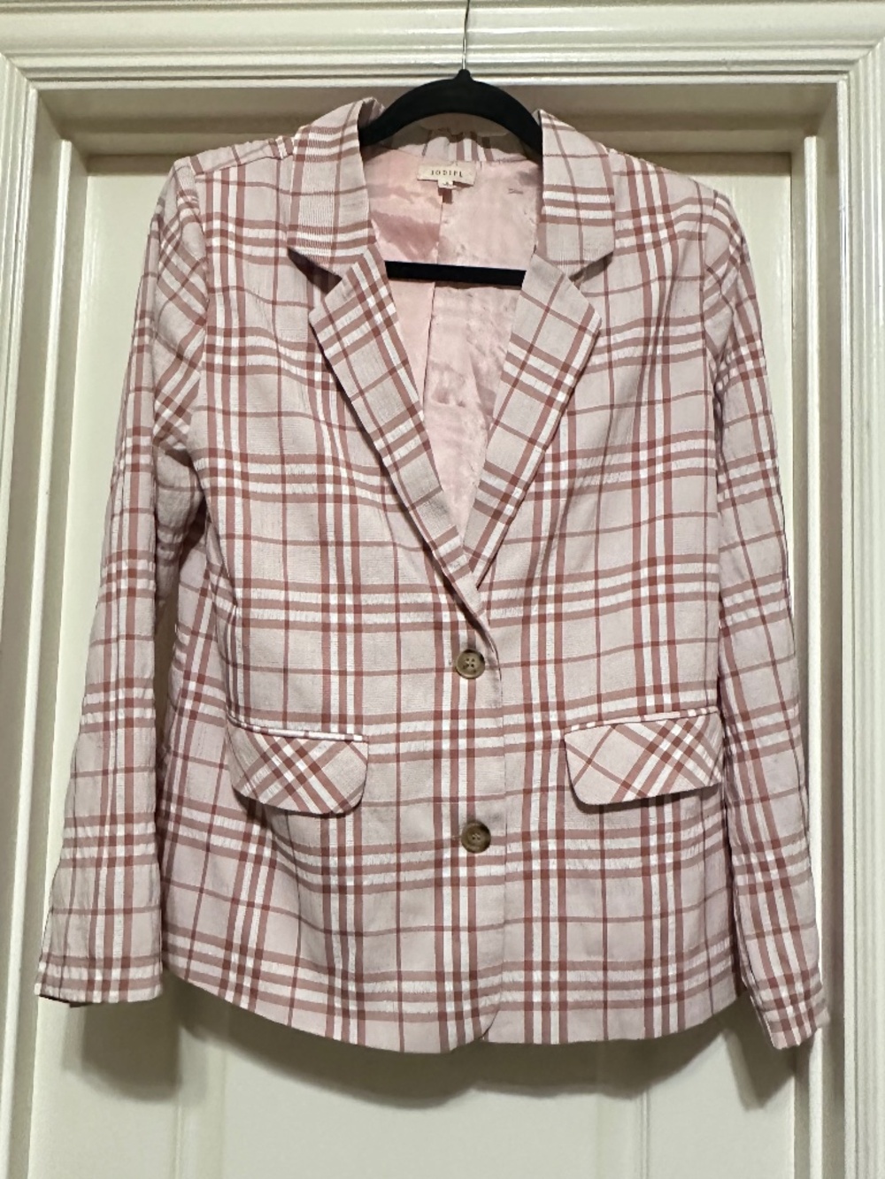 JODIFL Lightweight Seersucker Plaid Blazer S